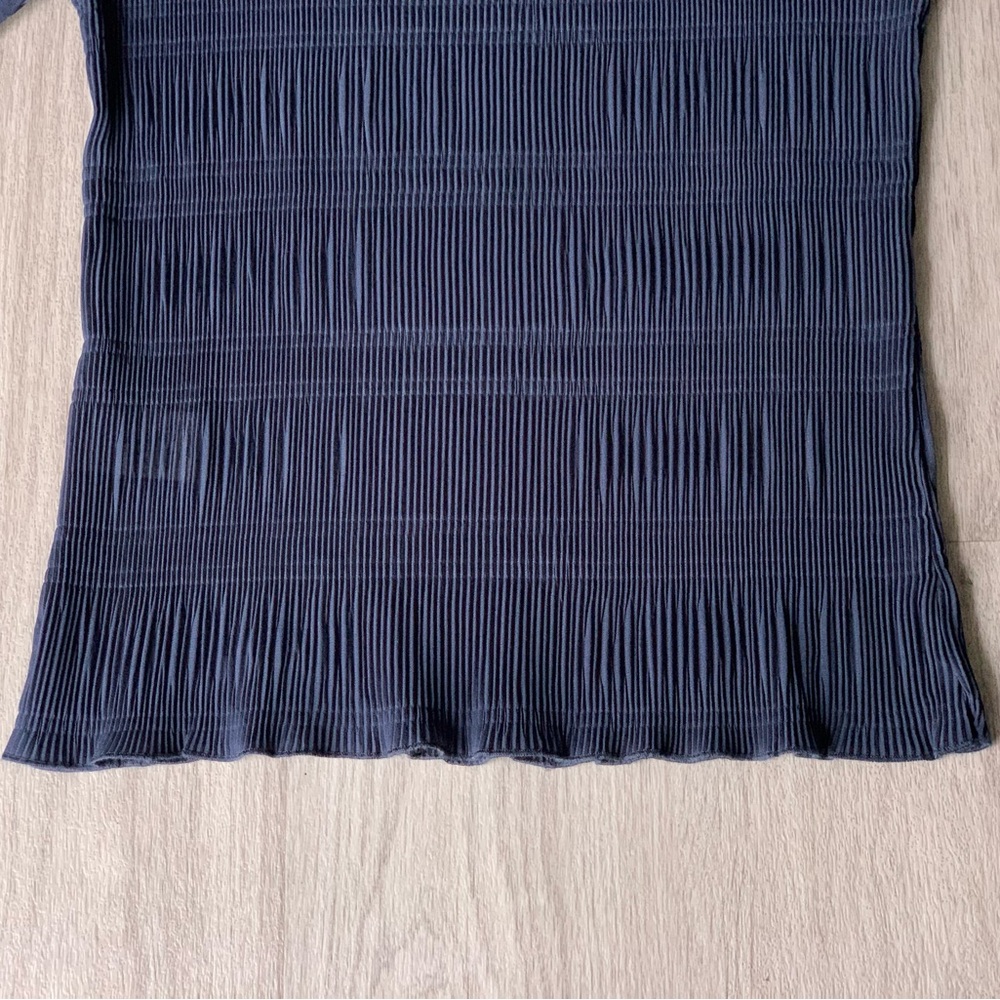 Ganni Navy Pleated Top - Picture 2 of 11